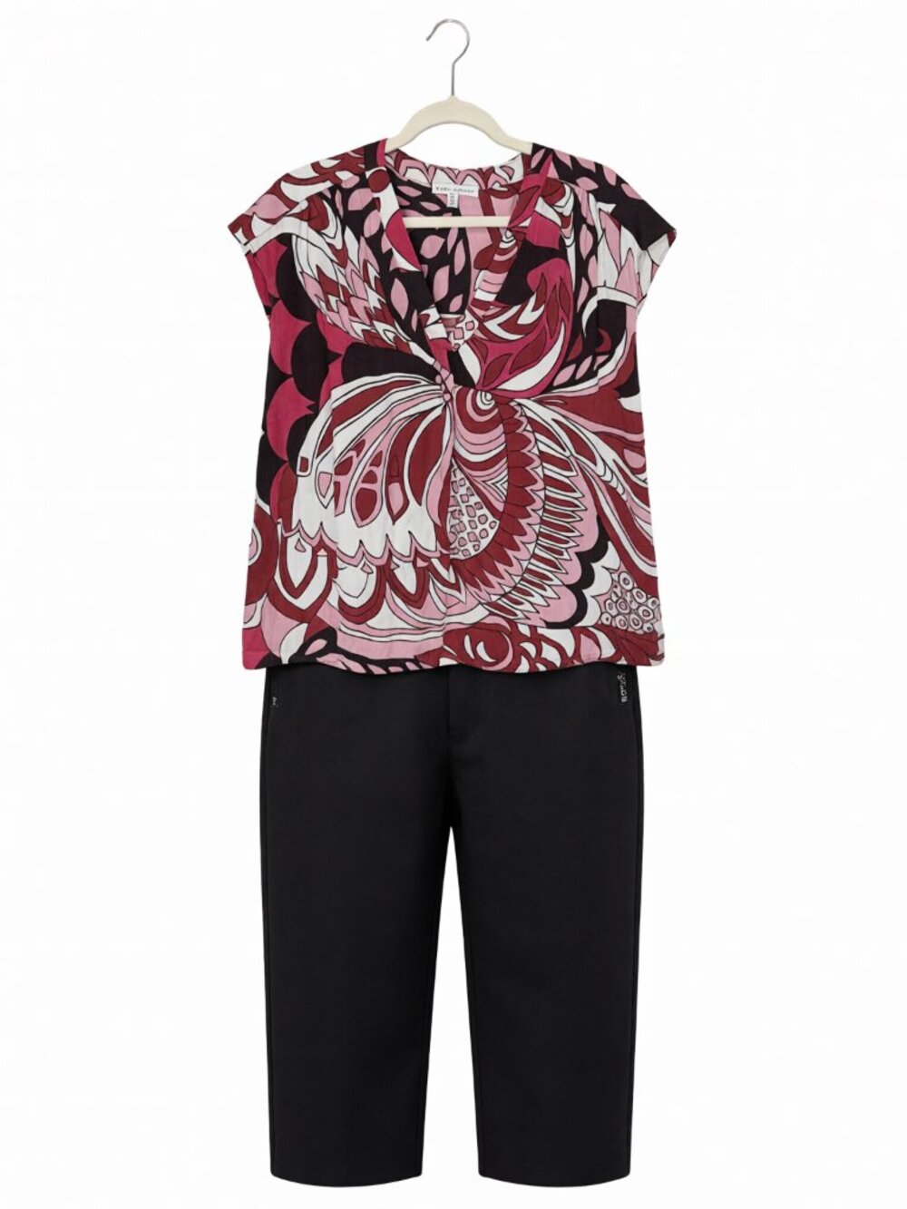 Maison d'Amélie Maison d'Amélie Women's Tunic Top Large Pink Abstract Short